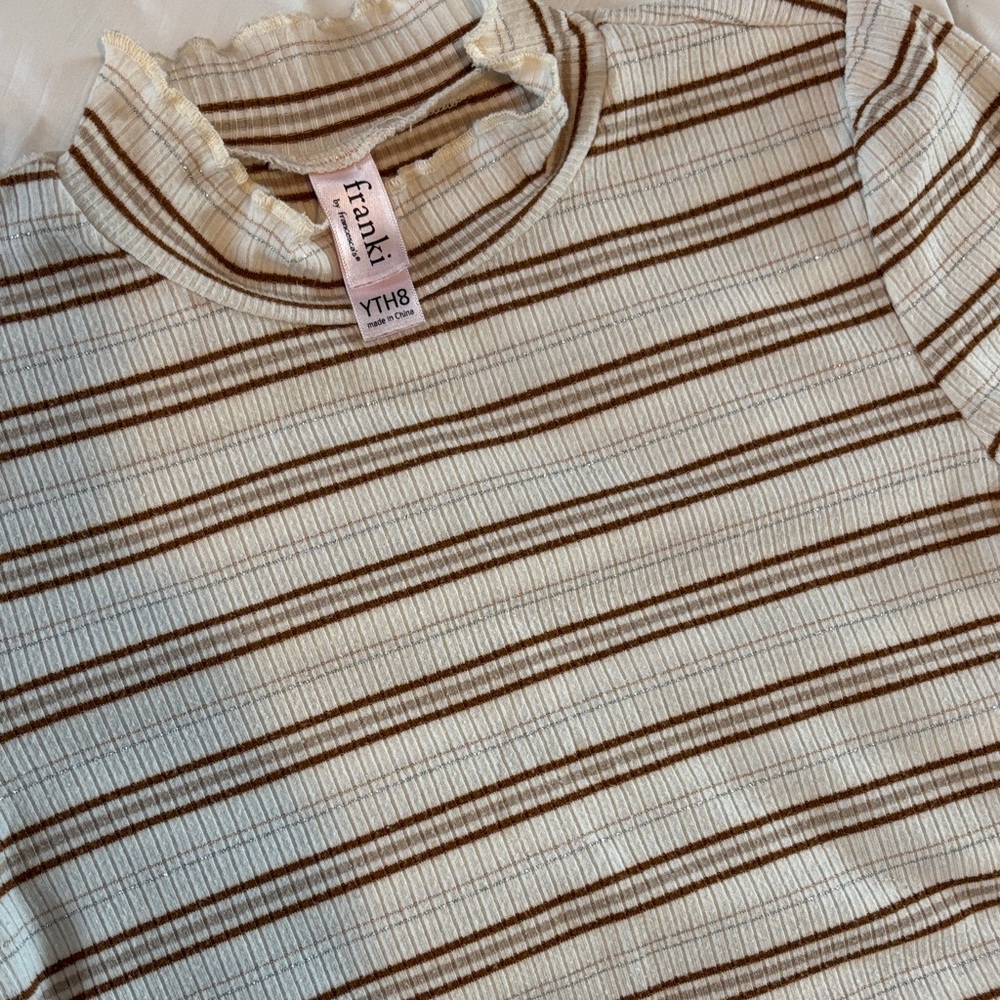 Frankie Striped Ruffle Neck Top